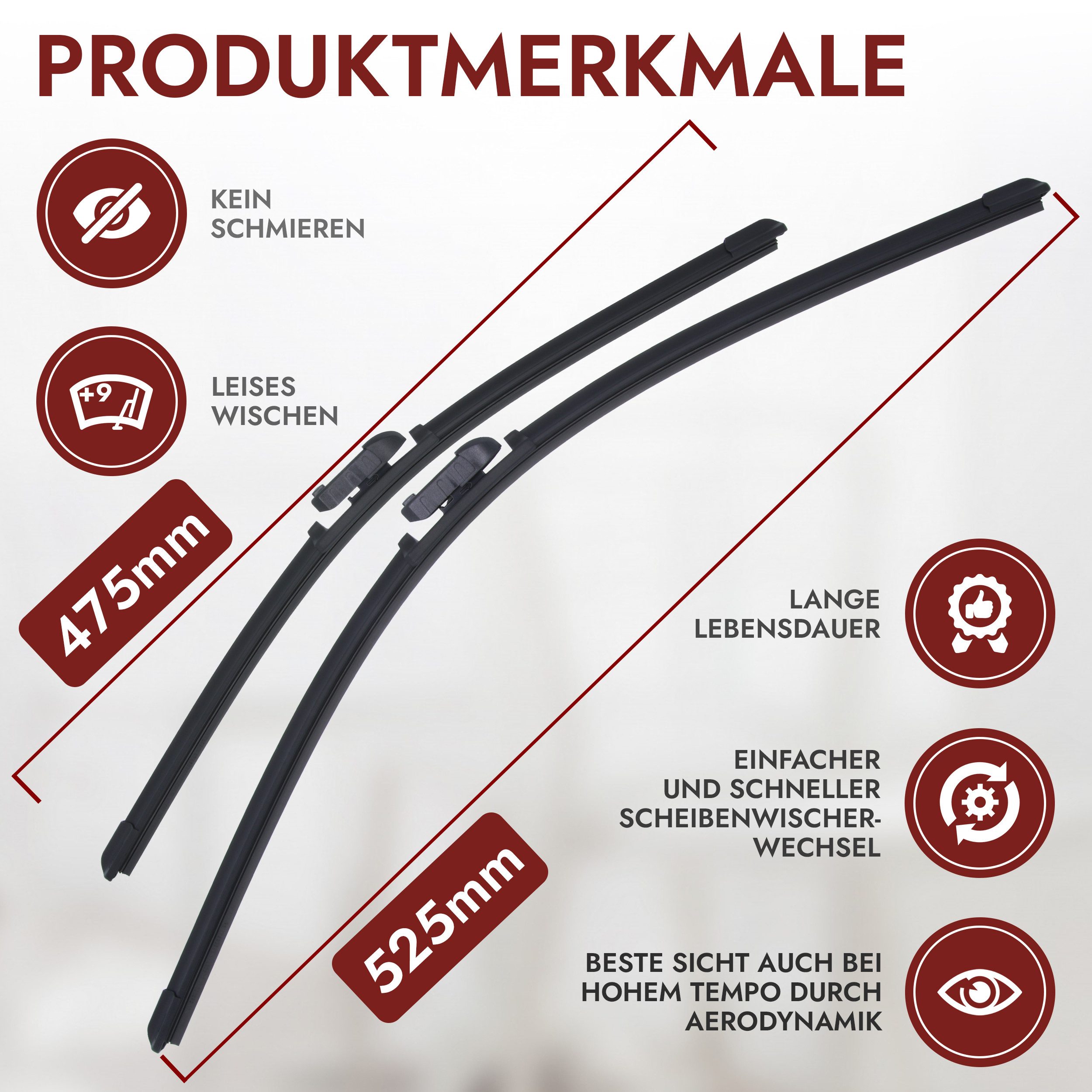 RECAMBO Scheibenwischblätter Scheibenwischer für Frontscheibe - Universal Adapter