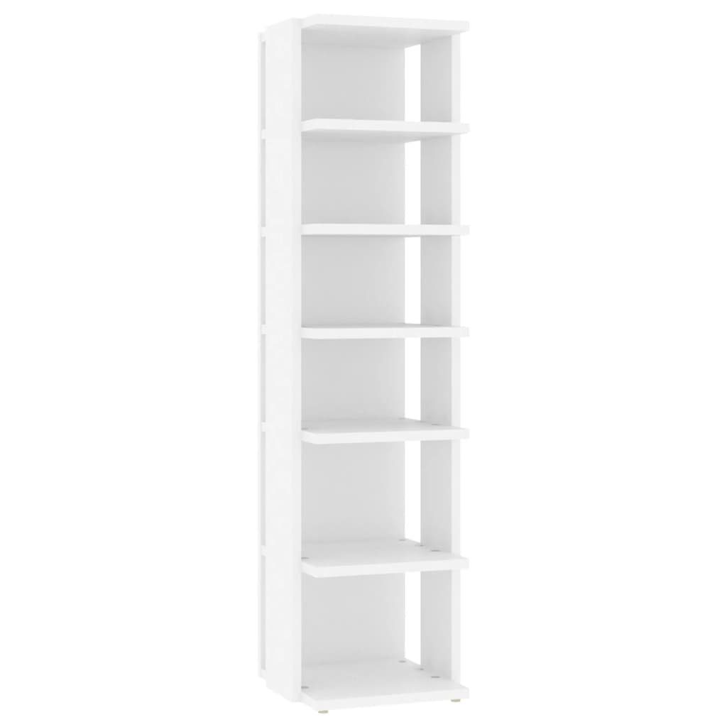 furnicato Schuhregal Schuhschrank Weiß 27,5 x 27 x 102 cm aus Holzwerkstoff, 1-tlg., Kompakter Regalschrank mit 6 Fächern für enge Ecken unter der Treppe