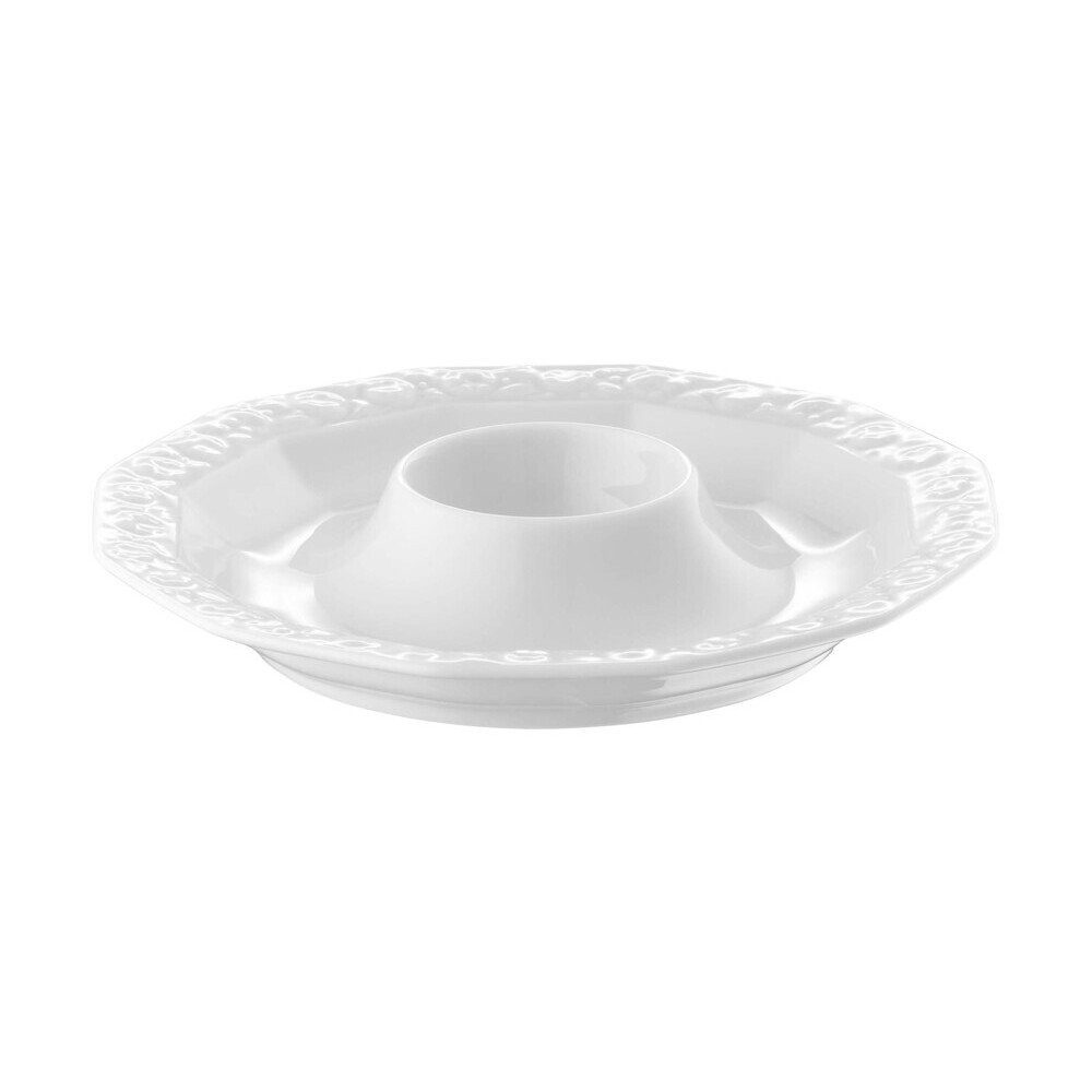 Rosenthal Becher Eierbecher mit Ablage Maria Weiß, 1-tlg., Porzellan, Henkelbecher, Kaffeebecher, Tasse, Porzellan, weiß