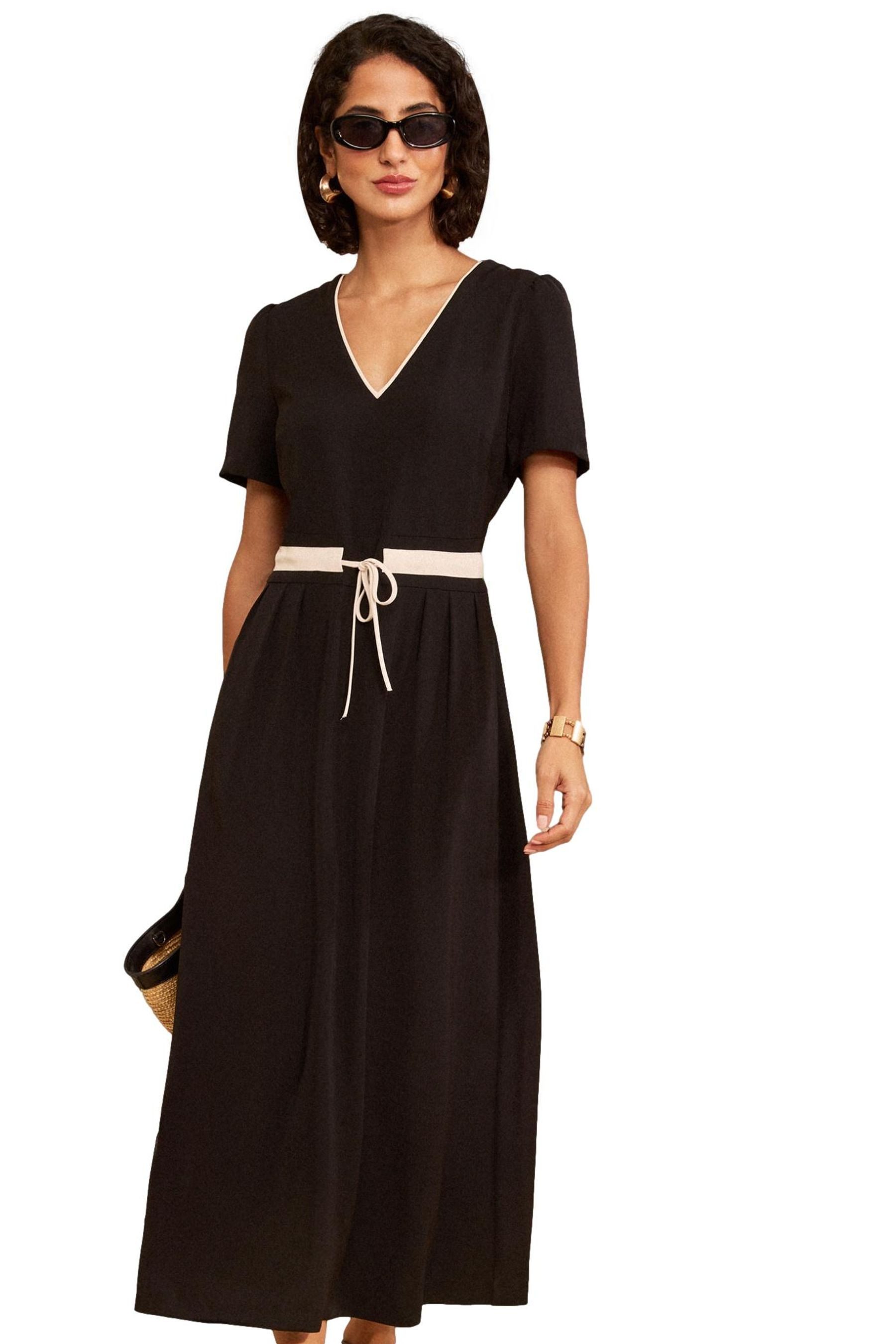 Love & Roses Midikleid Love & Roses Kurzarmkleid mit Bindegürtel, Regular (1-tlg)