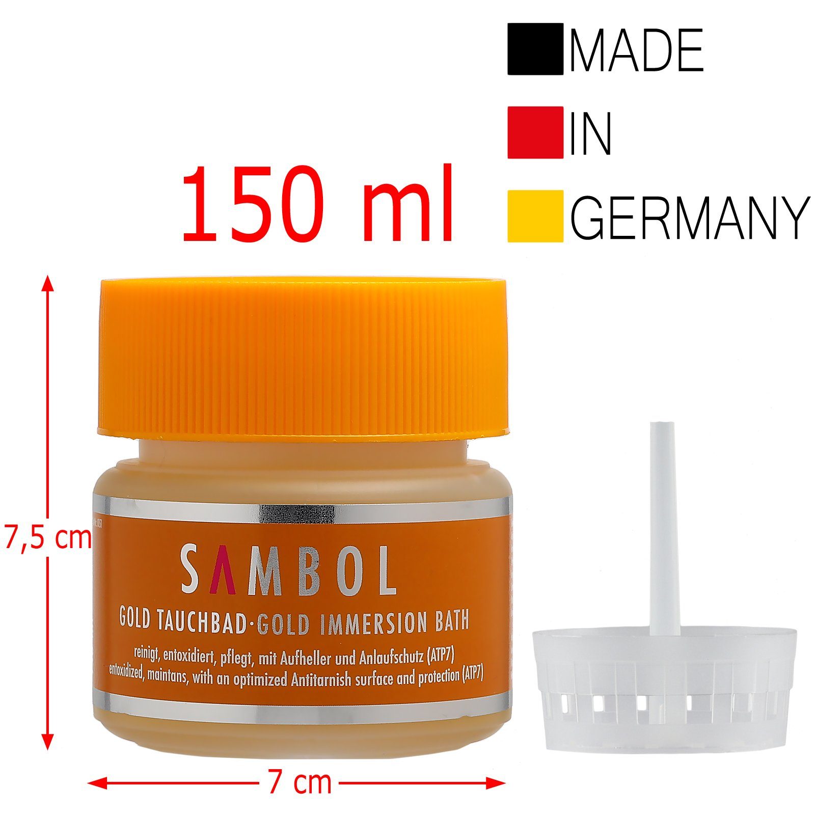 Sambol Goldbad 150 ml Solo und Goldbad 150ml mit 20x22 cm Poliertuch Schmuckreiniger