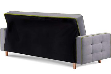 Konsimo Schlafsofa DOZER Sofa 3 Personen, ausziehbar, Velours, mit Armlehnen, mit Bettkasten