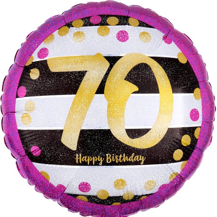 Anagram Folienballon Folienballon rund - Zahl 70 - Pink & Gold