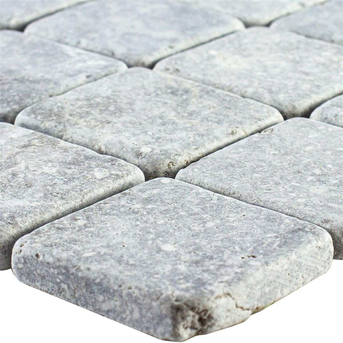 Mosafil Mosaikfliesen Naturstein Marmor Mosaik Zaria Hellgrau, Naturstein-Marmor 30.500x30.500, hellgrau, Verlegefertig auf ein Netz geklebt - Frostsicher - Wasserfest -