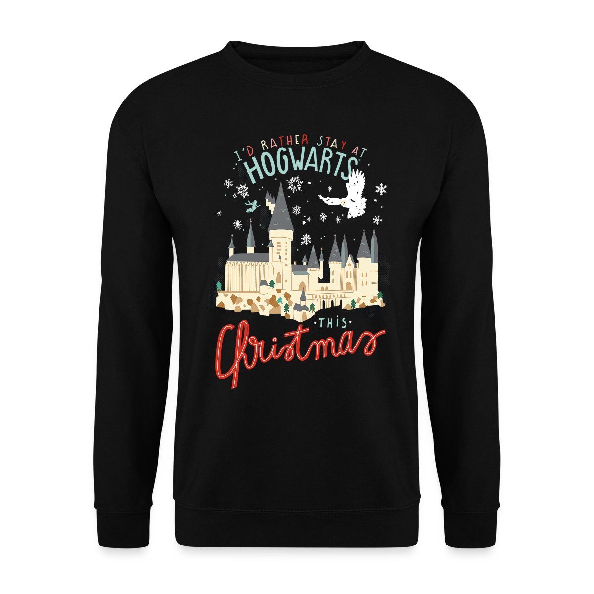Sweatshirt Harry Potter Lieber In Hogwarts Bleiben Weihnachten Unisex Pullover