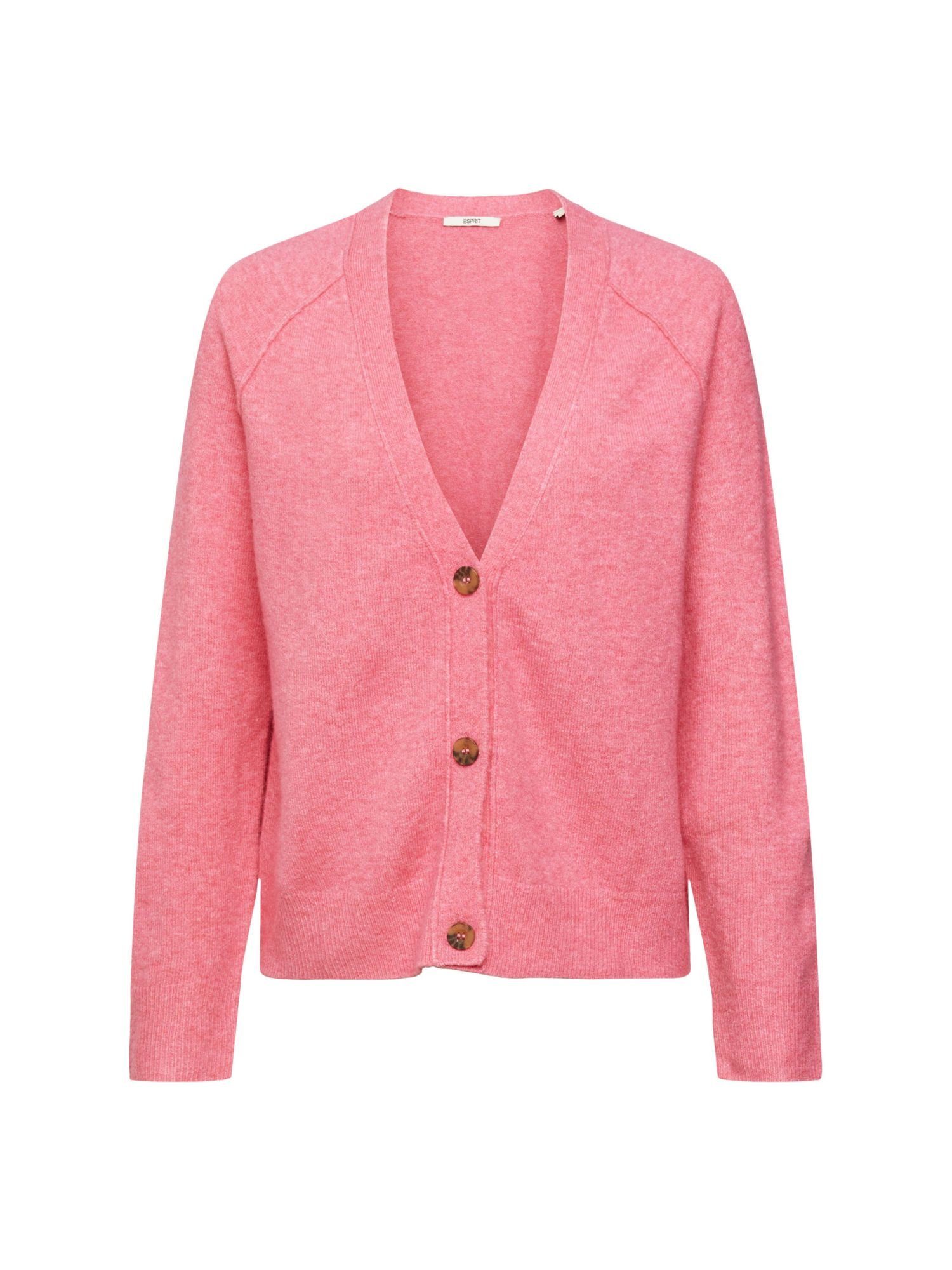 PINK Cardigan Strickjacke Esprit Wollmix (1-tlg) aus