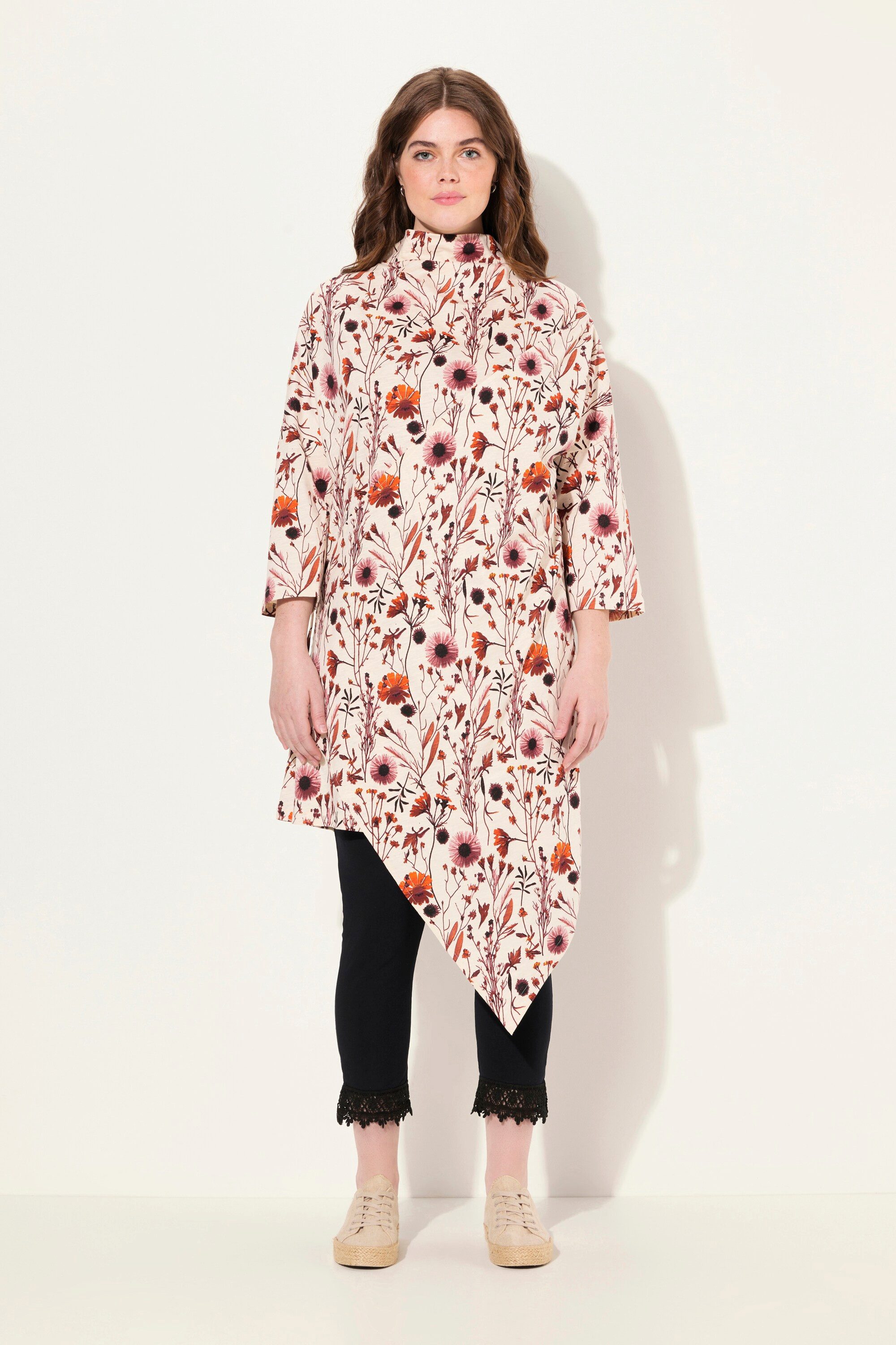 Ulla Popken Longshirt Longshirt Wickeloptik Schalkragen günstig online kaufen