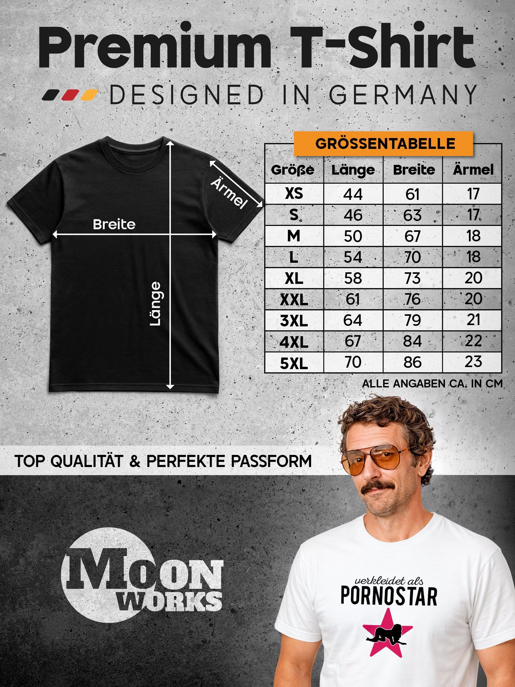 MoonWorks Print-Shirt Herren T-Shirt verkleidet als Pornostar Kostüm Verkleidung Erotik mit Print