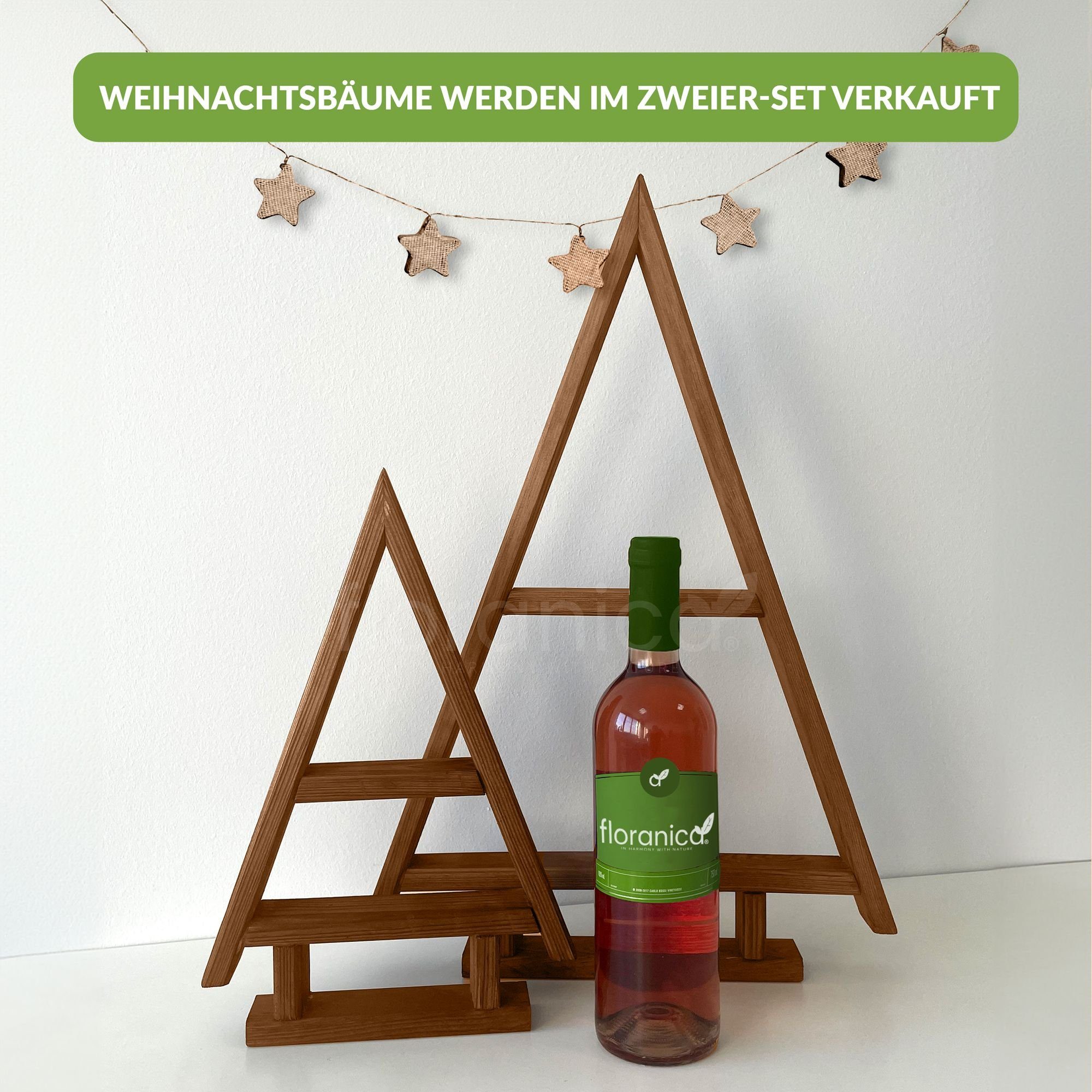 - Kiefernholz - Braun Hängedekoration Weihnachtsbaum 2er-Set (2 Weihnachtsdeko Floranica St),
