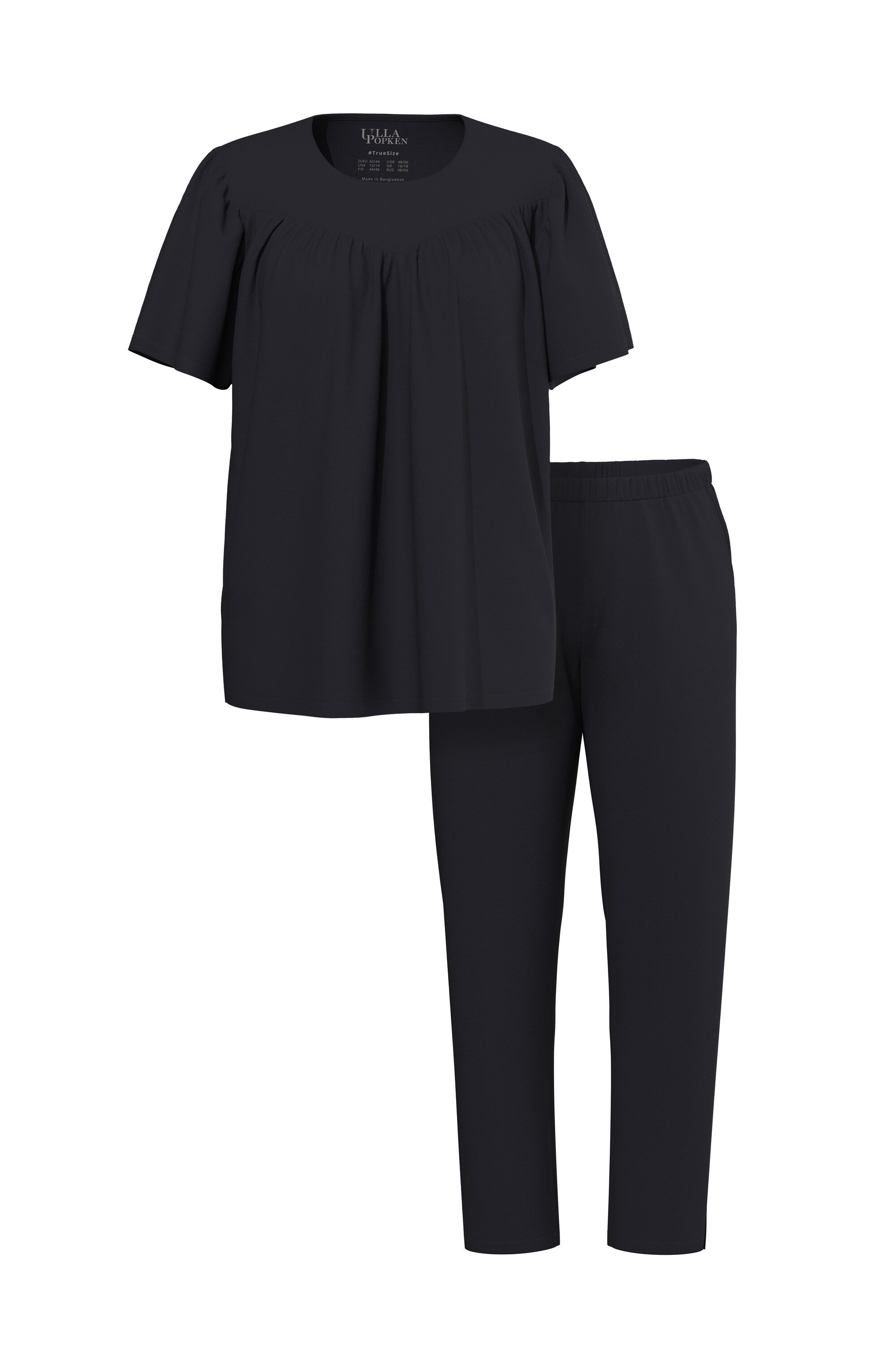Ulla Popken Pyjama Pyjama Rundhals Flügel-Halbarm günstig online kaufen