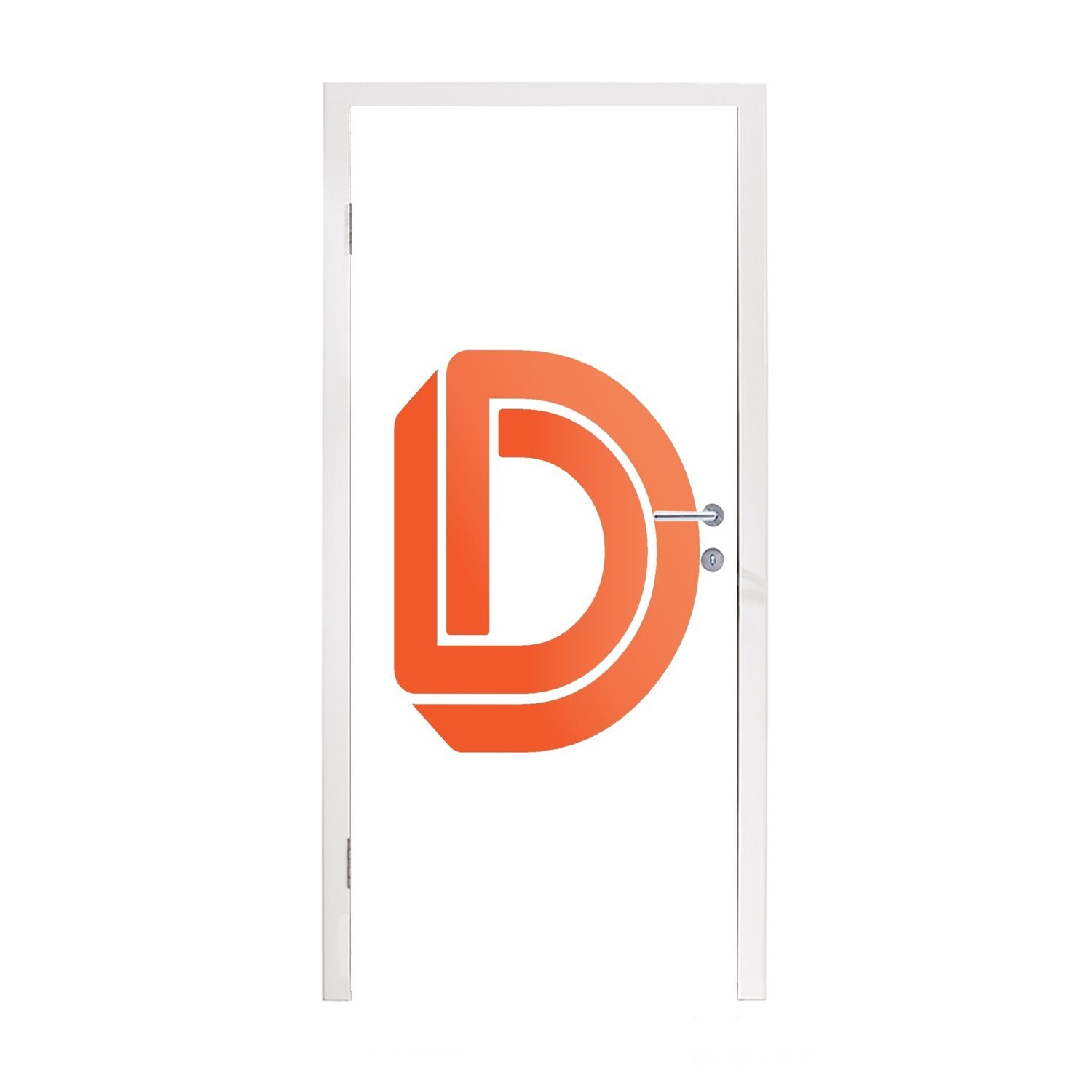 MuchoWow Türtapete Eine Illustration des Buchstabens D in Orange, Matt, bedruckt, (1 St), Fototapete für Tür, Türaufkleber, 75x205 cm