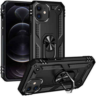 CoolGadget Handyhülle Armor Shield Case für Apple iPhone 12 Mini 5,4 Zoll, Outdoor Cover mit Magnet Ringhalterung Handy Hülle für iPhone 12 Mini