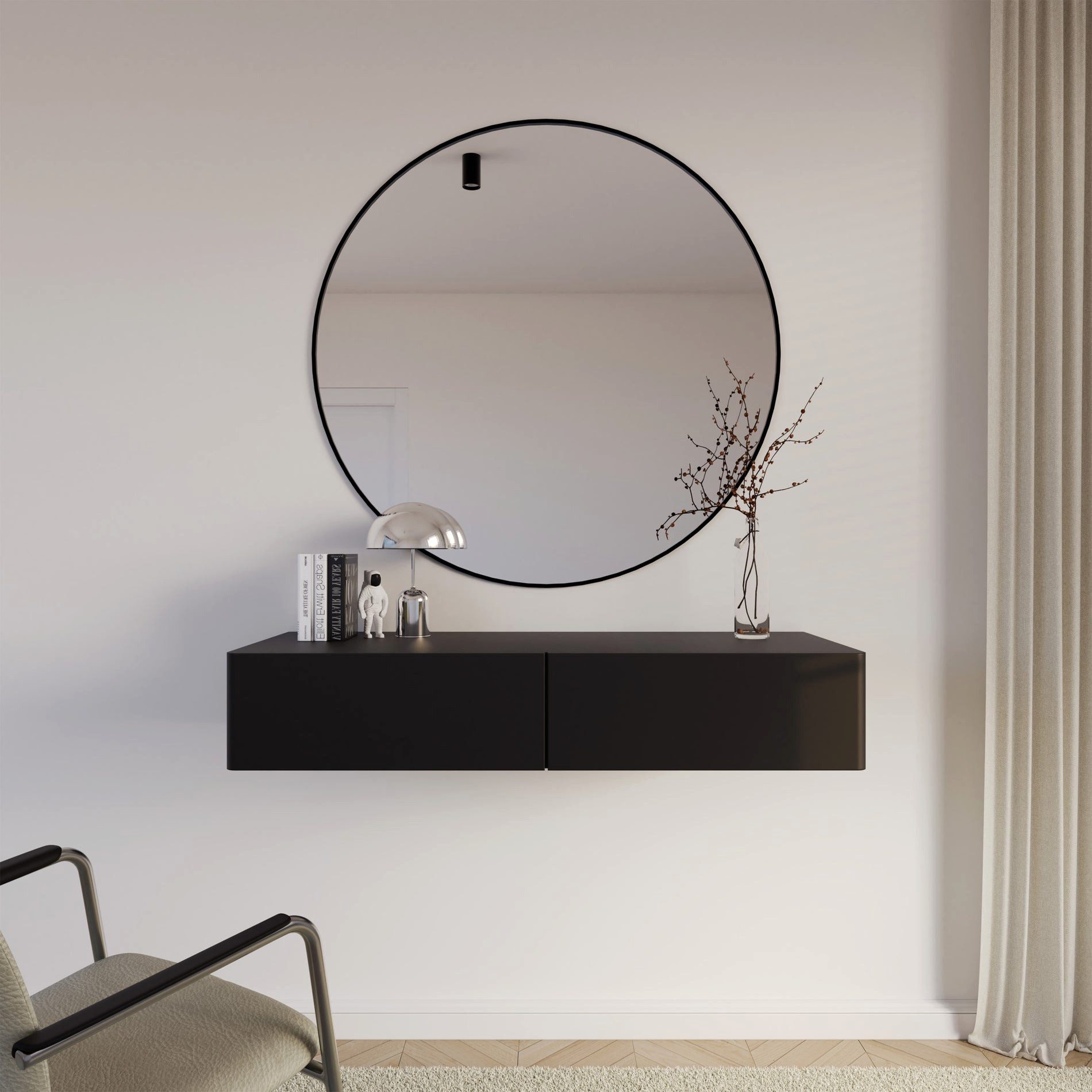Selsey Schminktisch OLIO, Wandhängender Schminktisch mit 2 Schubladen, 110 cm breit