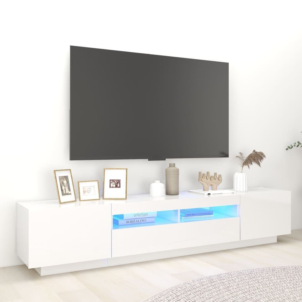 vidaXL TV-Schrank TV-Schrank mit LED-Leuchten Hochglanz-Weiß 200x35x40 cm (1-St)