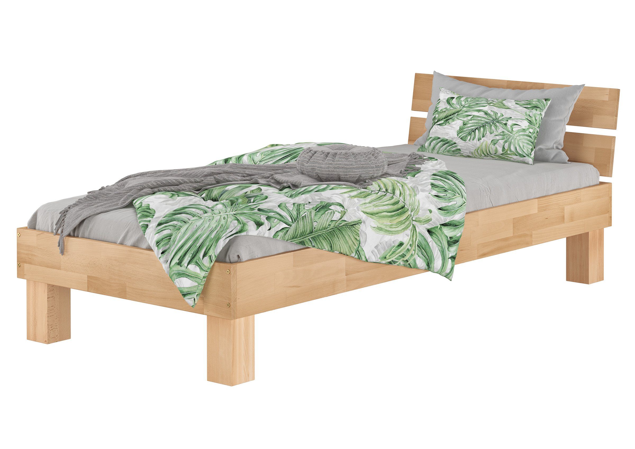 ERST-HOLZ Bettgestell Buche Bett 90x220 cm Geölt in Überlänge Jugendliche und Erwachsene, Buche geölt