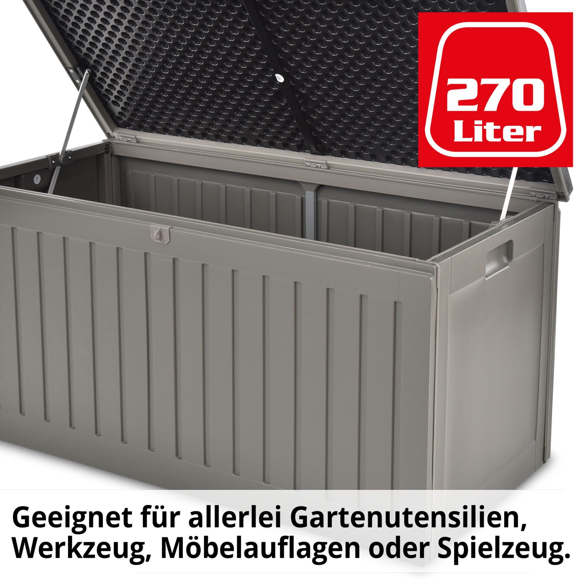 Hecht Auflagenbox BOX L 270 Liter Gartenbox Kissenbox wetterfest (1 St), UV-beständig abschließbar Outdoor Aufbewahrungsbox