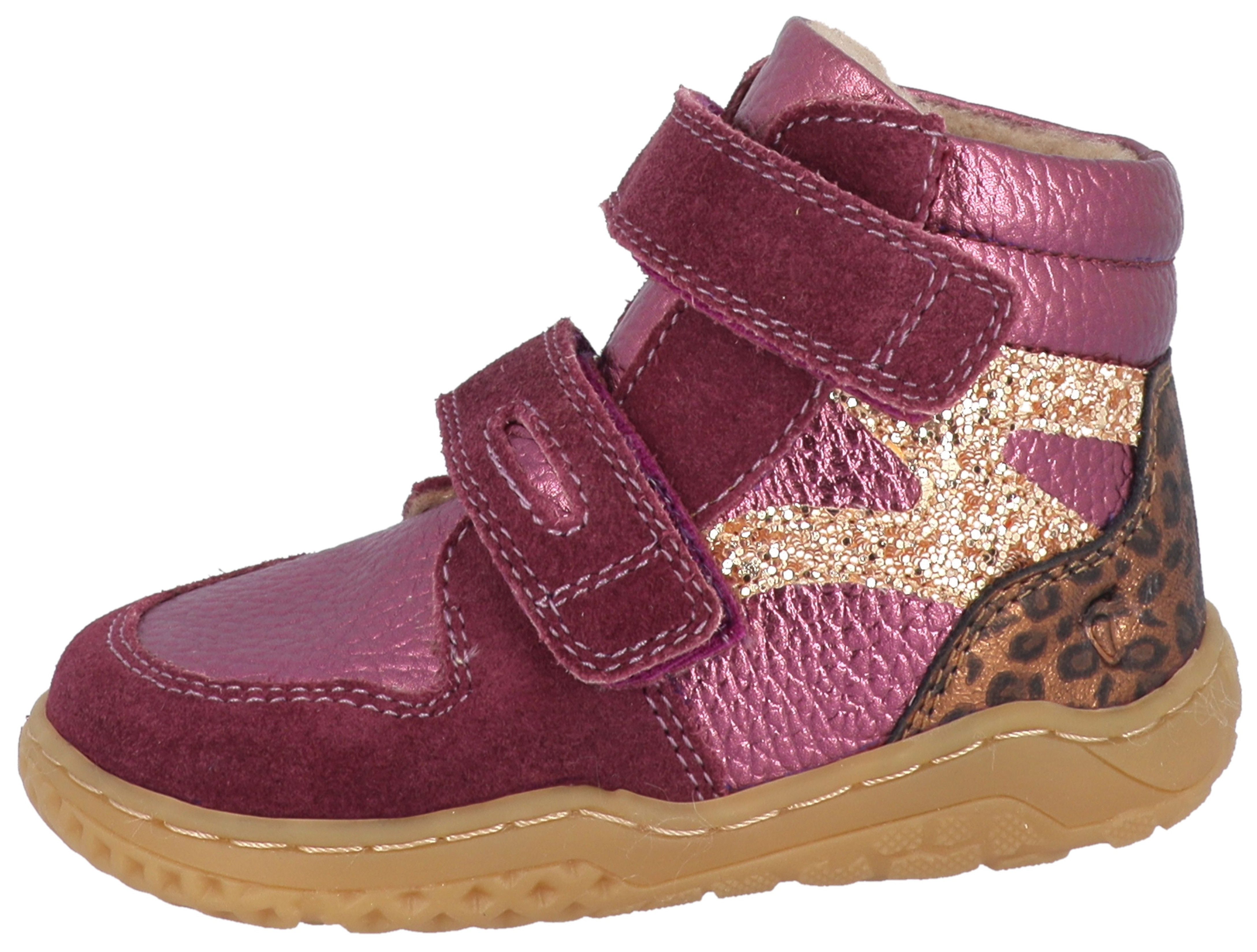 Lurchi Samu 1 Barefoot Barfußschuh Herbstboots, Klettboots mit trendigen, farbigen Kontrastbesätzen