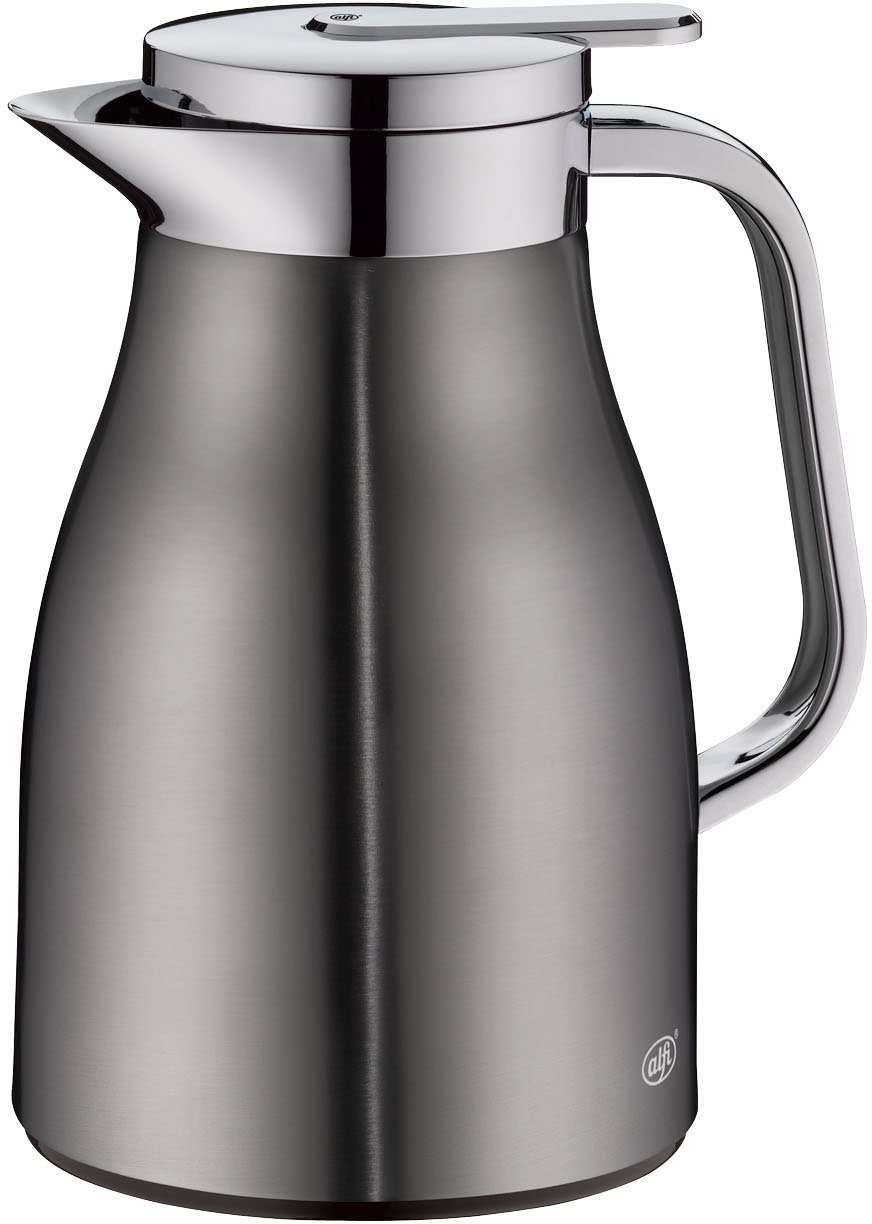 Alfi Isolierkanne SKYLINE, mit Hartglaseinsatz und ergonomischem Griff, 0,65 l, (1-St), 12h heiß & 24h kalt, Drehverschluss mit bequemem Druckknopf