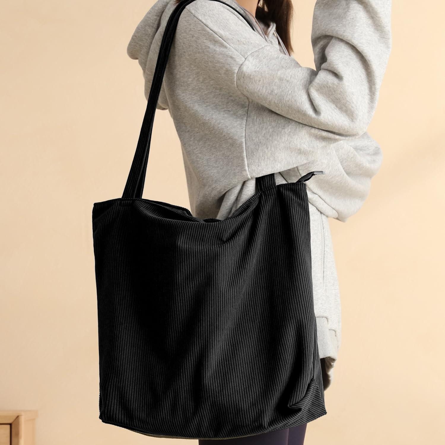 LuxusKollektion Tragetasche Damen Tote Bag Shopper Cord Handtasche Reißvers günstig online kaufen