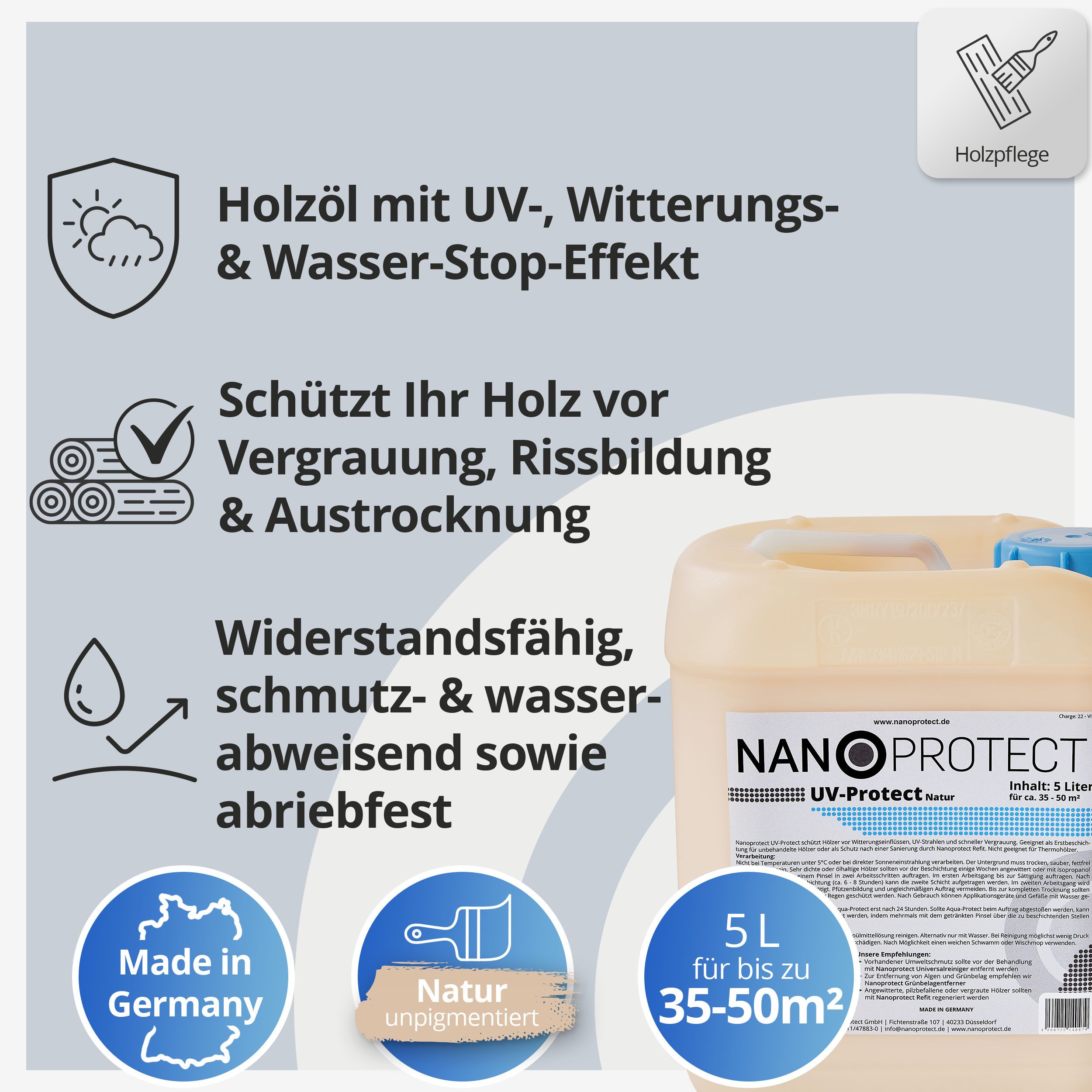 Nanoprotect Holzöl UV-Protect Natur (unpigmentiert)