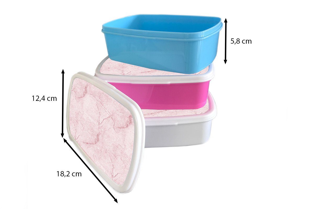 MuchoWow Lunchbox Marmor (2-tlg), Brotbox Brotdose, und Muster, - - Erwachsene, Kinder Kunststoff, für weiß und Mädchen für Jungs Rosa