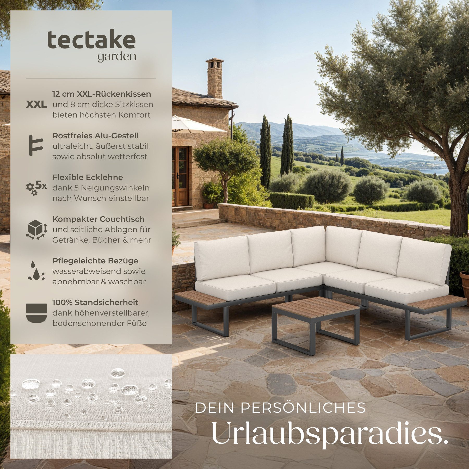 tectake Gartenlounge-Set Garten-Lounge-Set, (Set., 1-tlg), Tisch günstig online kaufen