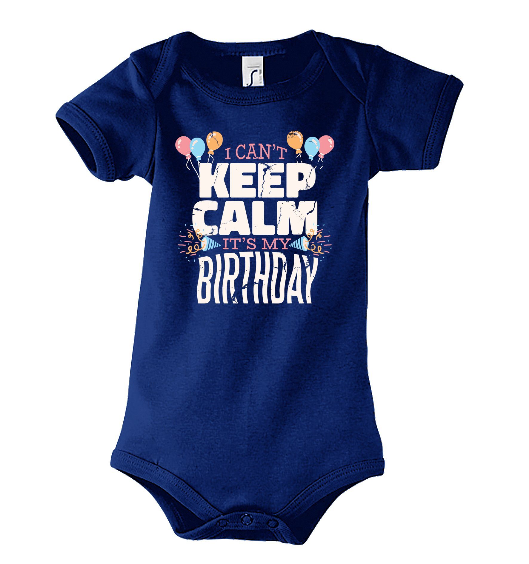 Youth Designz Strampler "Keep Calm, It´s My Birthday" Baby Body Kurzarm Strampler mit lustigem Frontprint Navyblau