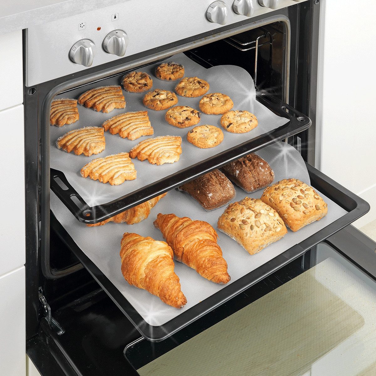Backpapier Dauerbackfolie mit Griffen, 2er-Set.