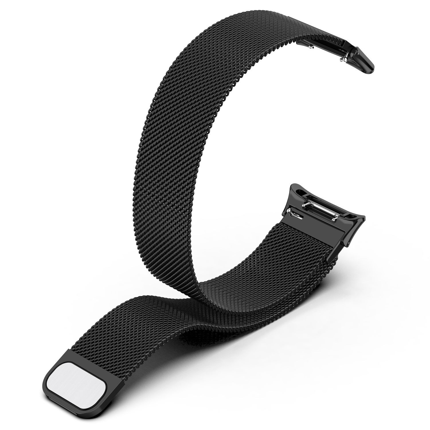 Wigento Smartwatch-Armband Für Honor Watch 4 Milan Metall Mesh Magnetverschluss Armband Schwarz, Milanaise Edelstahlarmband mit verstellbarem Magnetverschluss