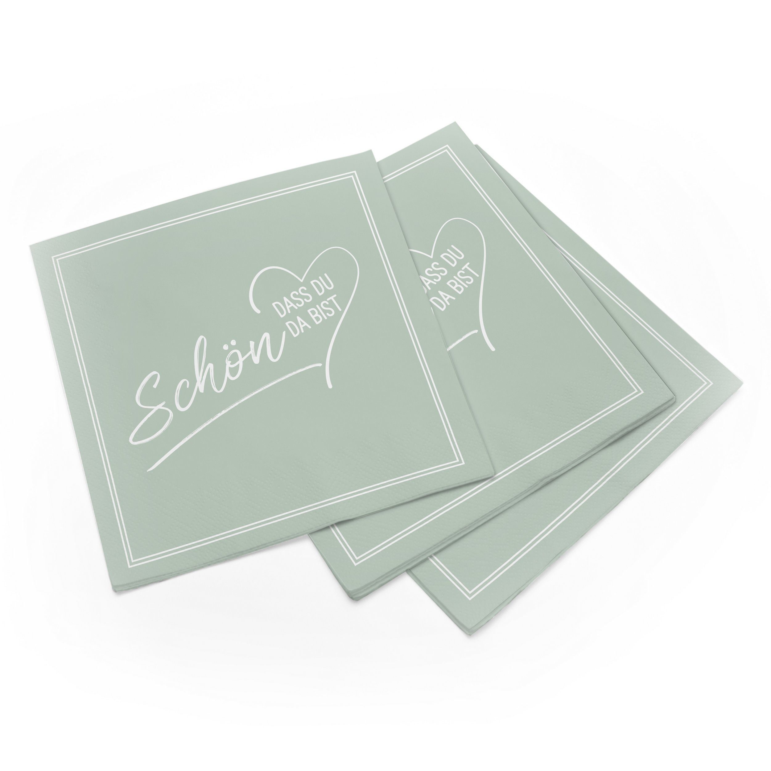 itenga Papierserviette ITENGA 40x Servietten Schön dass du da bist V2 eukalyptus grün – Bild 3 von 5