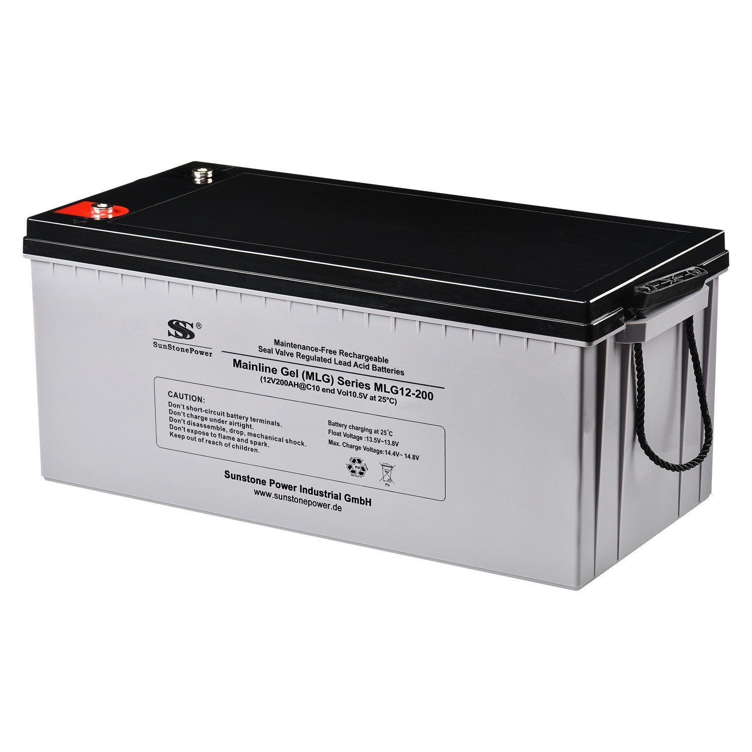 Sunstone Power 12V 200AH VLRA Gel Batterie für Photovoltaikanlage USV, 0% MWST Bleiakkus 200000 mAh (12 V), wiederaufladbar, wartungsfrei, zyklenfest