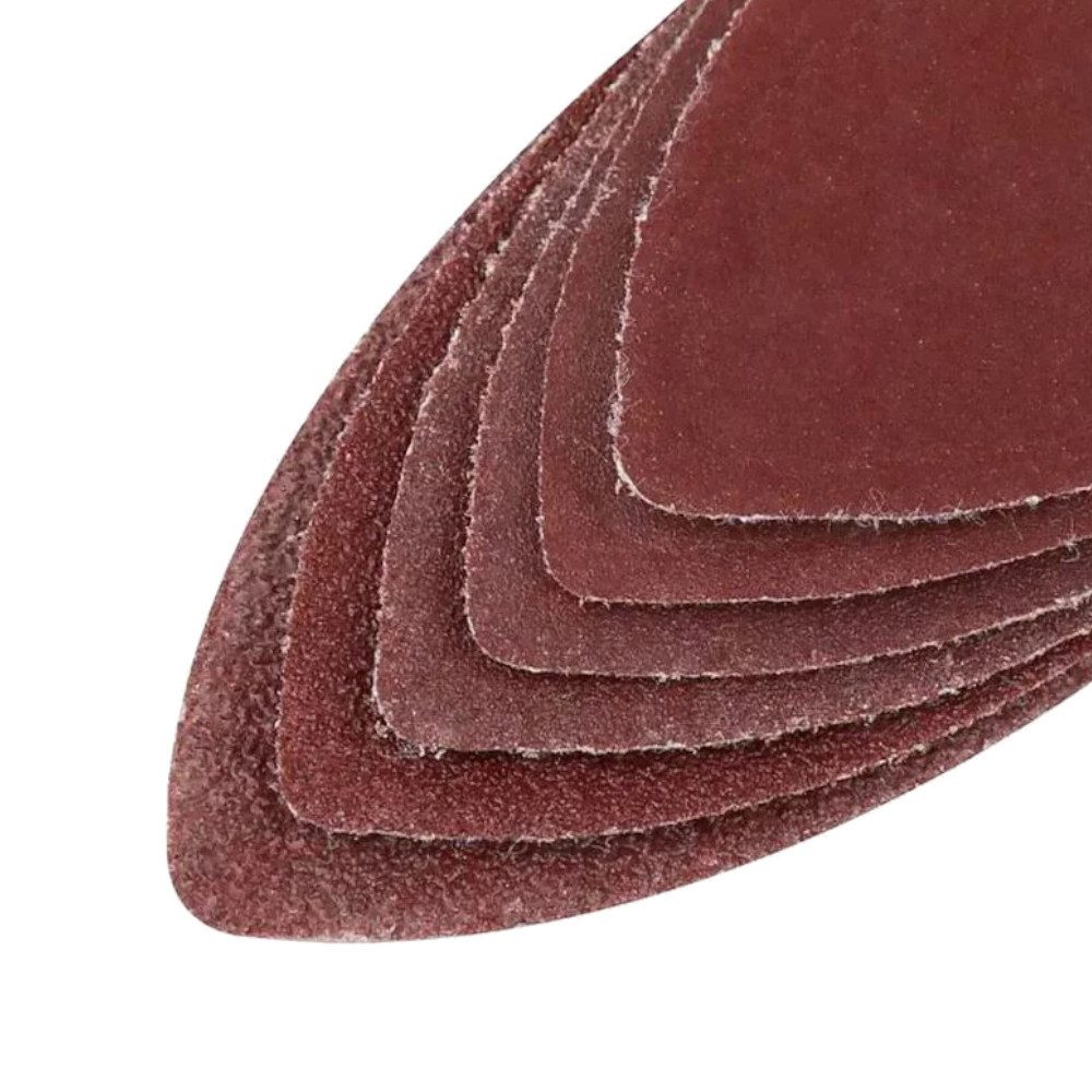 Trade-Shop Schleifaufsatz 26 tlg. Dreieck Schleifplatte + Schleifscheiben (25 Stück) 50x50x35mm, Körnung der Scheiben: P60 5x, P80 5x, P120 5x, P180 5x, P240 5x