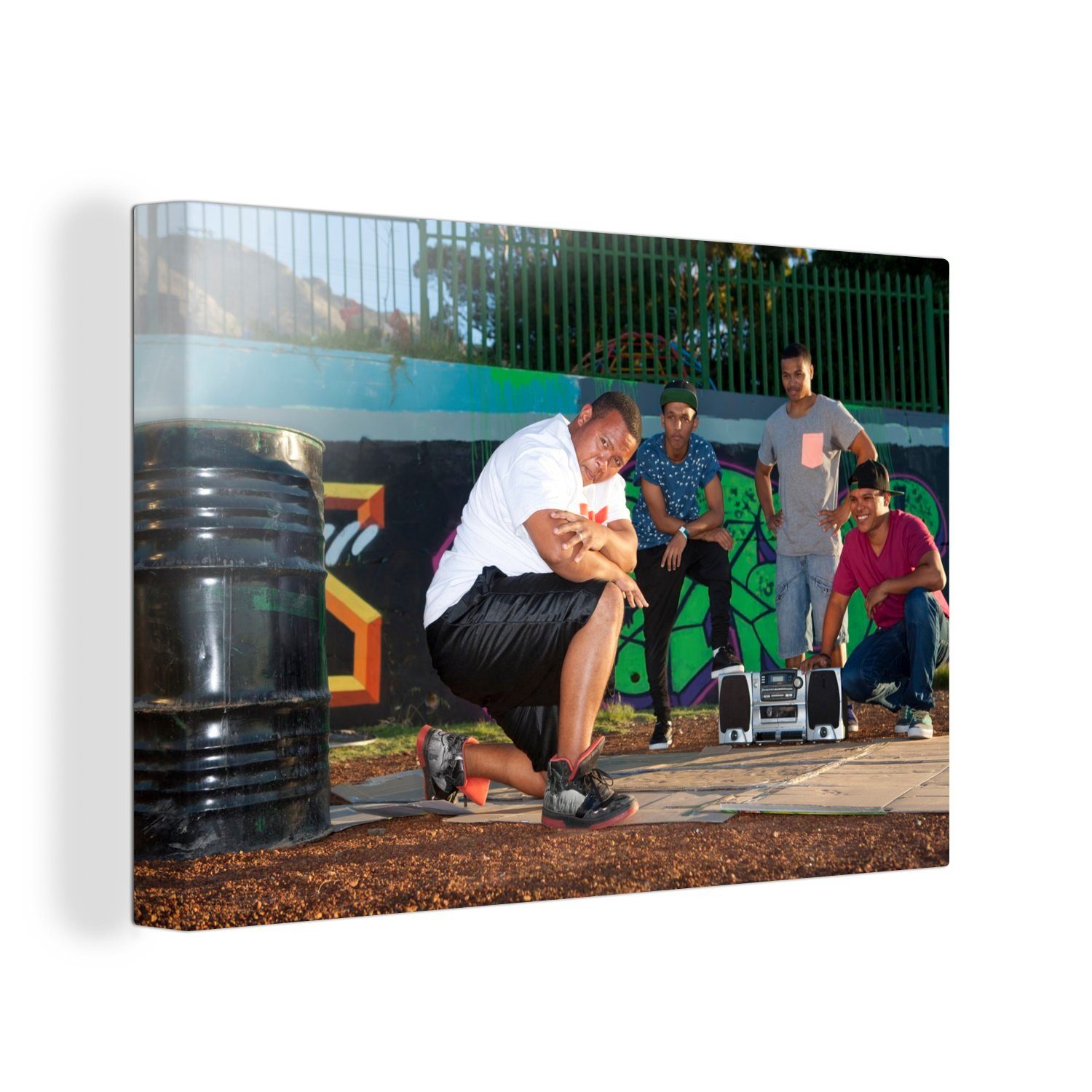 OneMillionCanvasses® Leinwandbild Männliche Hip-Hop-Tänzer im Park, (1 St), Wandbild Leinwandbilder, Aufhängefertig, Wanddeko, 30x20 cm