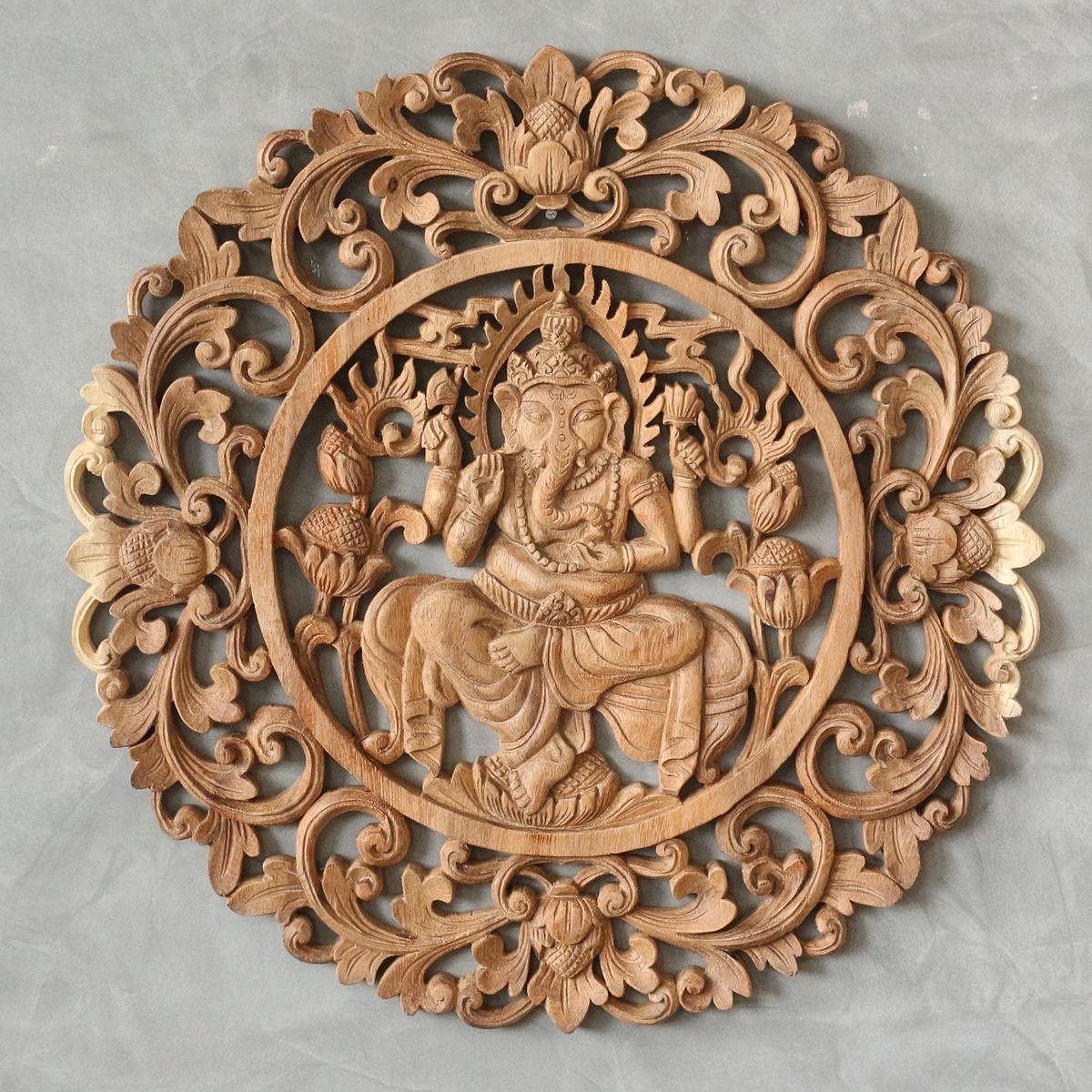 Oriental Galerie Dekofigur Wandbild Mandala Ganesha 50 cm (1 St), traditionelle Herstellung in Handarbeit im Ursprungsland | Dekofiguren