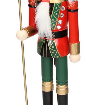 ECD Germany Nussknacker Weihnachten Holzfigur König Puppet Marionette Ornament Nussbrecher, 25cm schwarze Krone Zepter Holz handbemalt Unikat König Ornament