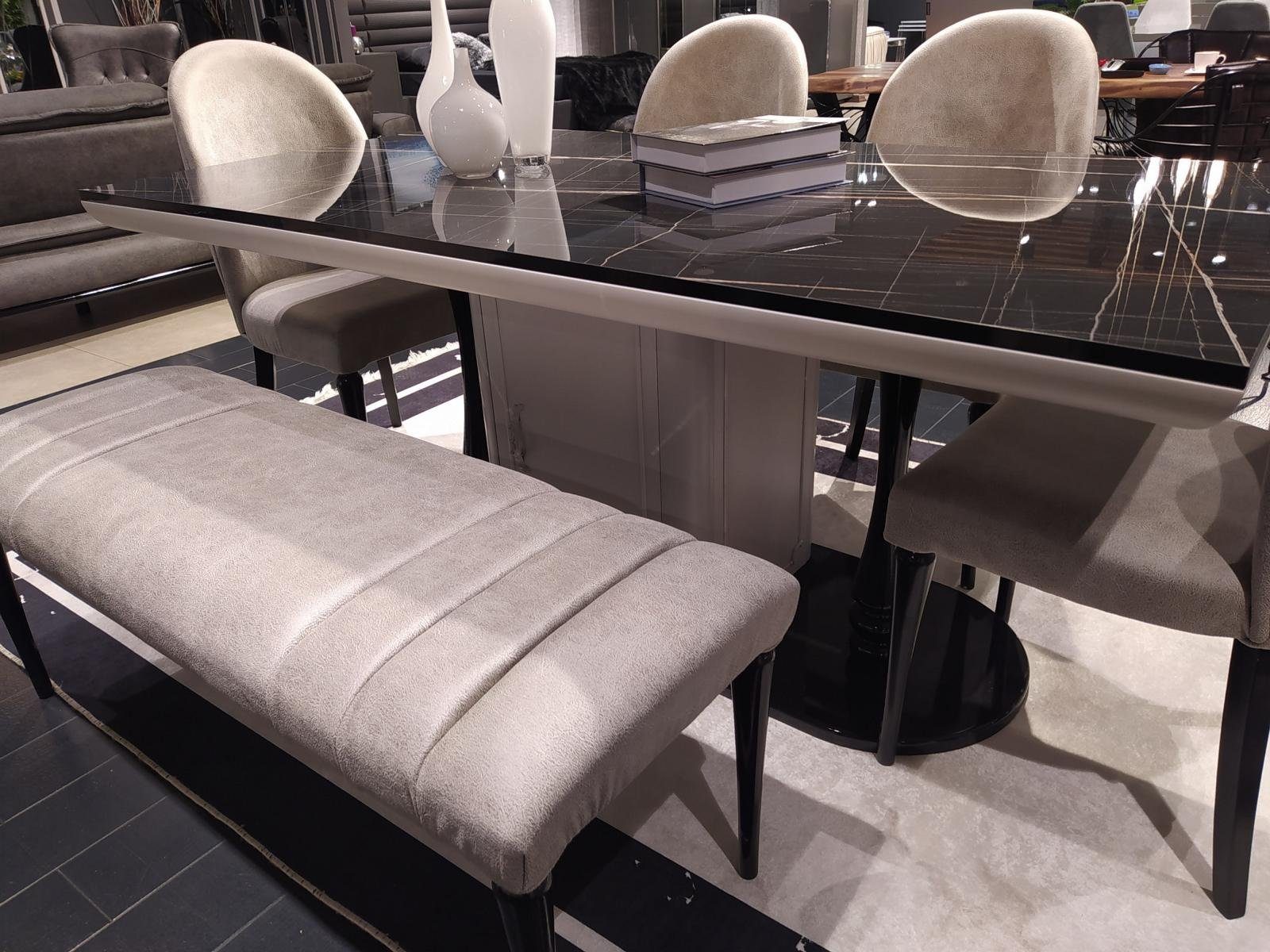 JVmoebel Esszimmer-Set Luxus Tisch 4x in Bank (6-St., Esszimmer Modern, 4x Stühle + Made Set Esstisch Europe Stühle Bank), 
