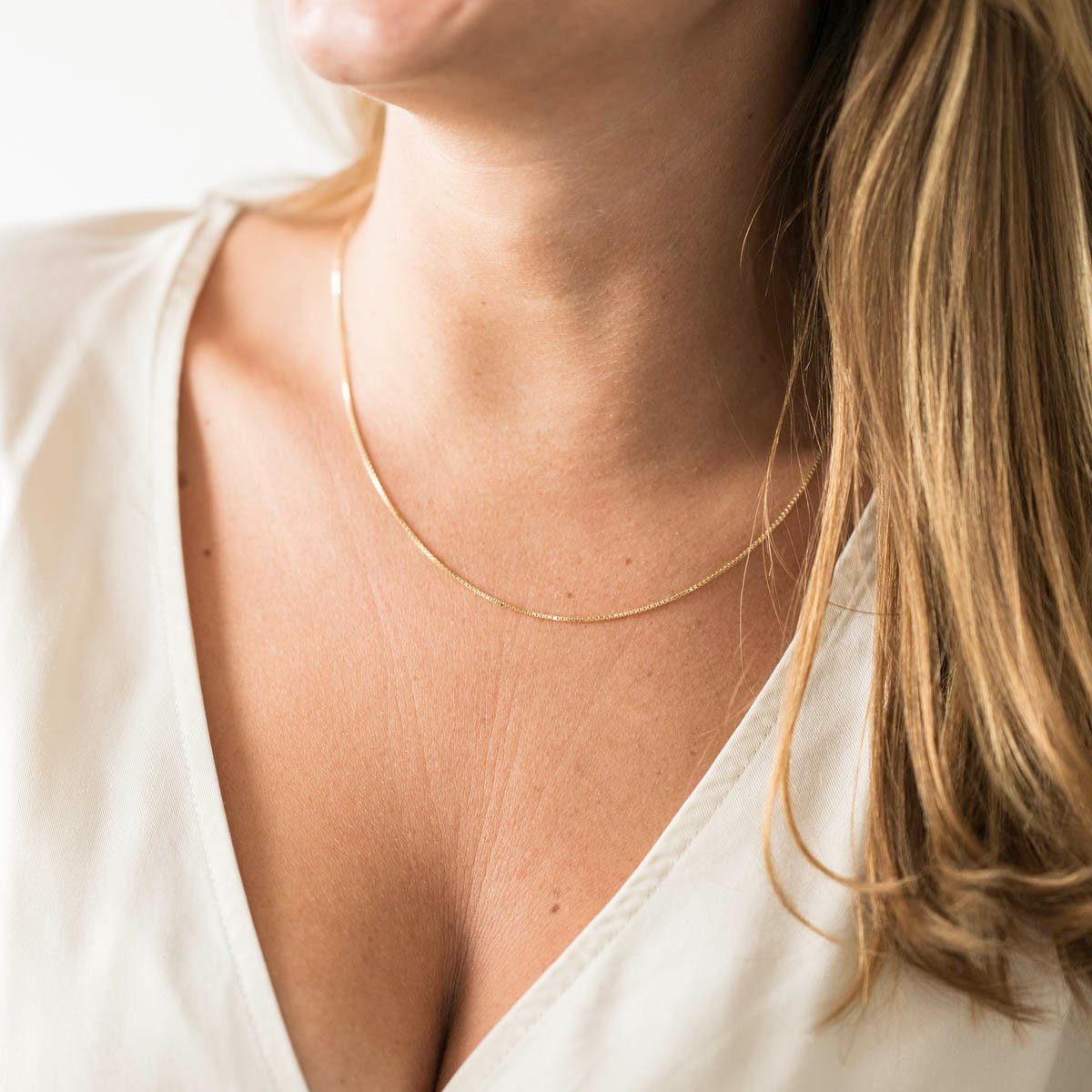 Materia Kette ohne Anhänger Damen Venezianerkette Halskette Gold 1mm 40-70c günstig online kaufen