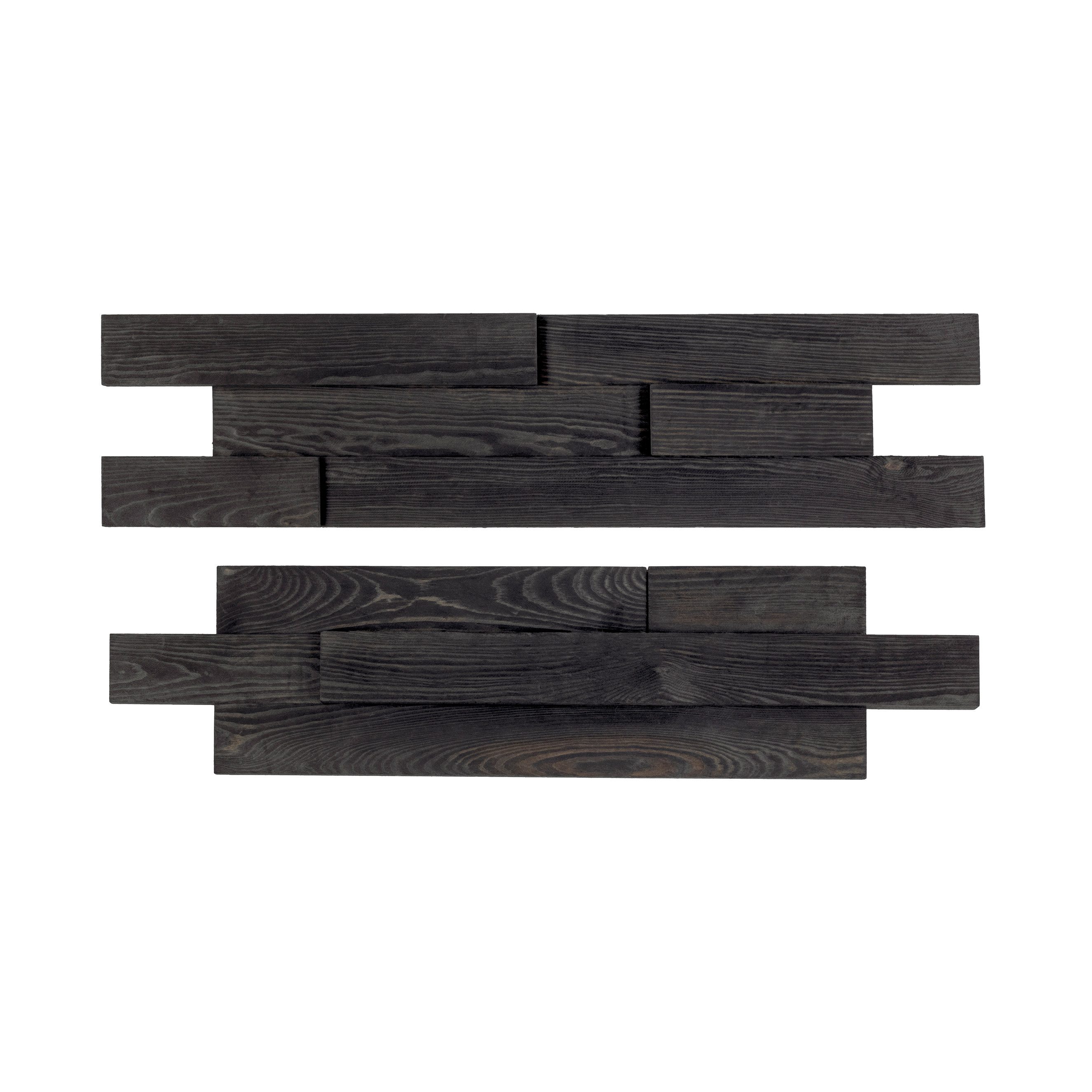 Stegu 3D Wandpaneel TAVOLA CARBON Echtholzpaneel Eiche, BxL: 20,5x79,5 cm, 0,48 qm, (12-20 (D) x 19 (B) x 78 (L) cm, 4er Packung, 4-tlg., 0,48 m) FSC-Zertifiziert CU-COC-827249, FSC® C114919, Natürlich, Sicher