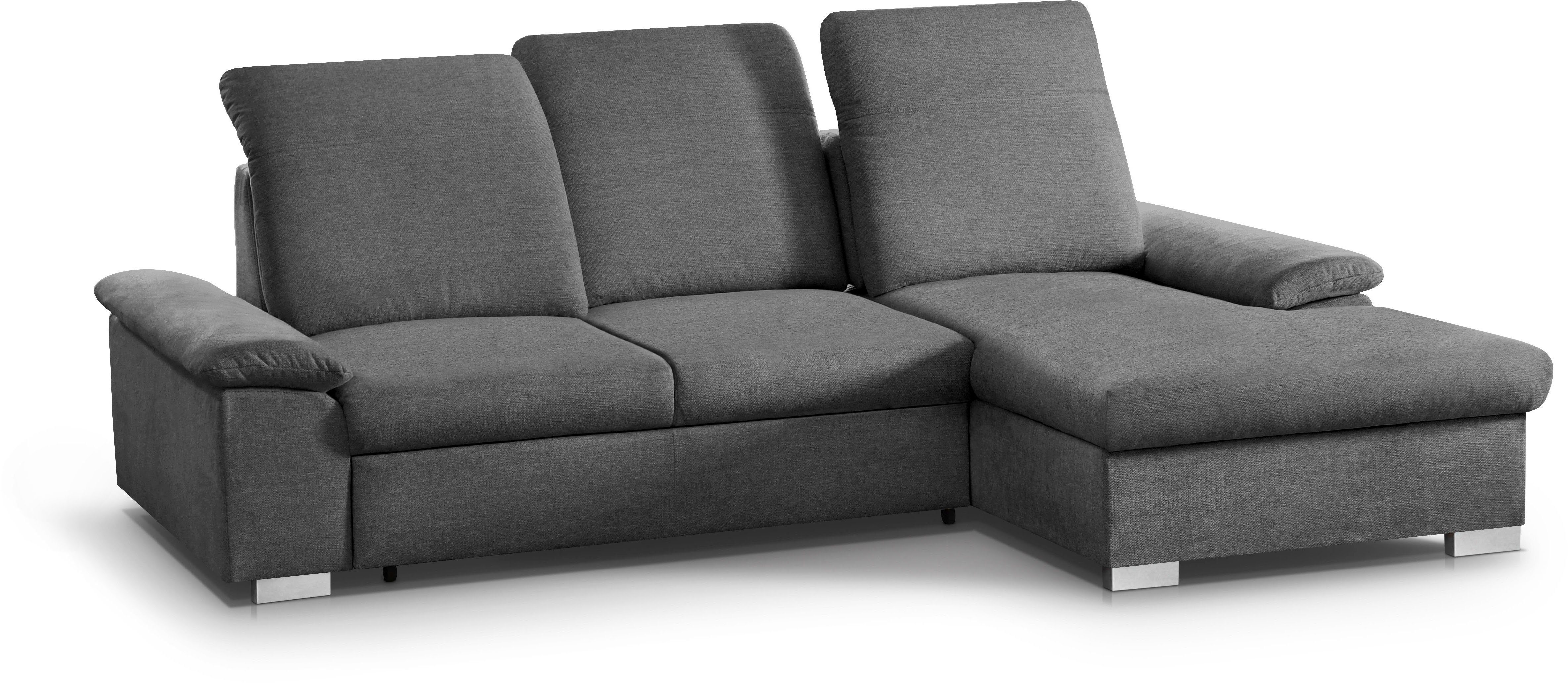 CALIZZA INTERIORS Ecksofa Moli Sitztiefenverstellung 2, Bettkasten, Kopfteilverstellung, Schlaffunktion, anthrazit