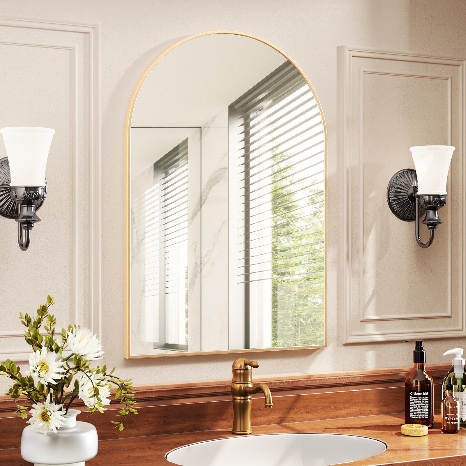 TLGREEN Wandspiegel (Bogen Wandspiegel mit Gold, günstig online kaufen