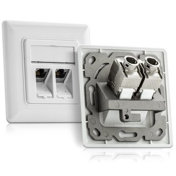 deleyCON deleyCON 3x Keystone Dose Netzwerkdose mit 6x CAT 6a Keystone Jack Netzwerk-Adapter