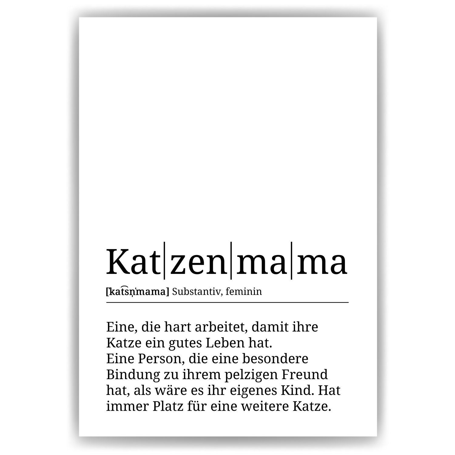Poster Katzenmama Definition Wandbild Katzenliebhaber Geschenk Katzenbesitzer