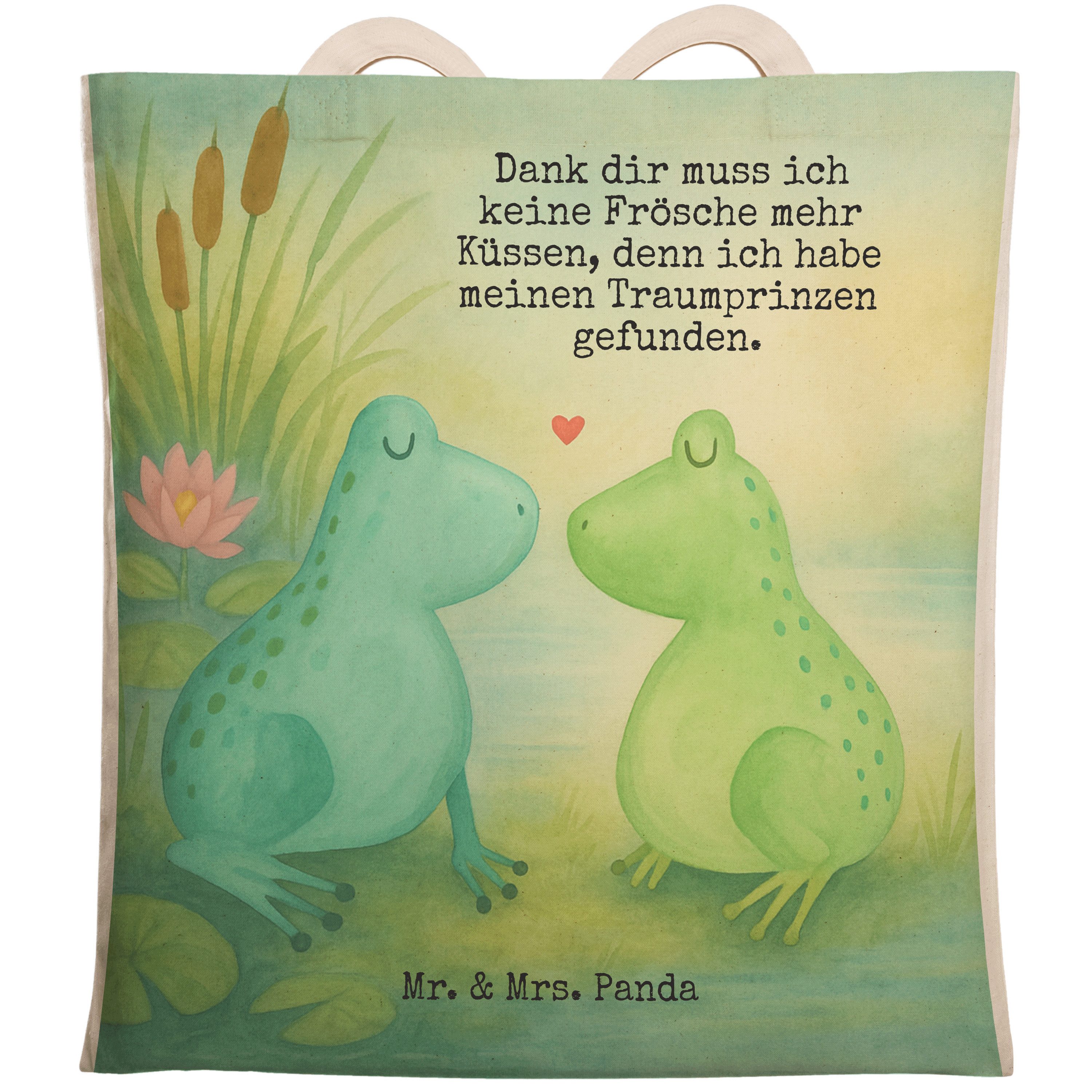 Tragetasche Frosch Liebe Design, Tote Bag, Weiß, Freundin, Freund, Stofftragetasc