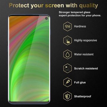 Cadorabo Schutzfolie Samsung Galaxy S10 4G, (3-St), 3x Vollbild Schutzglas Panzer Folie (Tempered) Display-Schutzglas