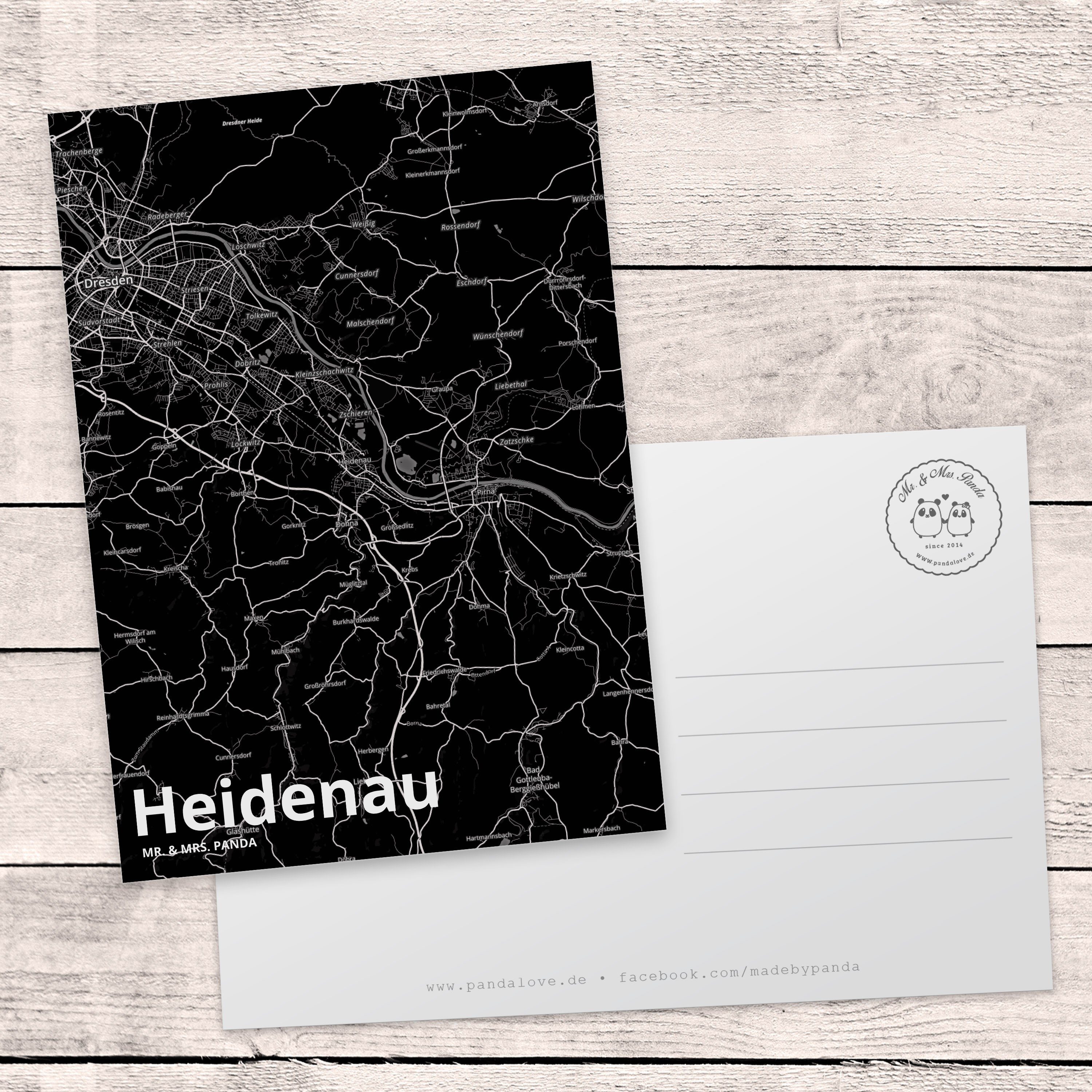 Einladung, Heidenau Dorf Geschenk, Map Postkarte Karte Mrs. Mr. & Landkarte Karte, Panda Stadt -