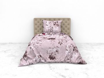 Bettwäsche Samia Pink 155x220 + Kissenbezug 80 x 80 cm, Heckett and Lane, Baumolle, 2 teilig, Bettbezug Kopfkissenbezug Set kuschelig weich hochwertig