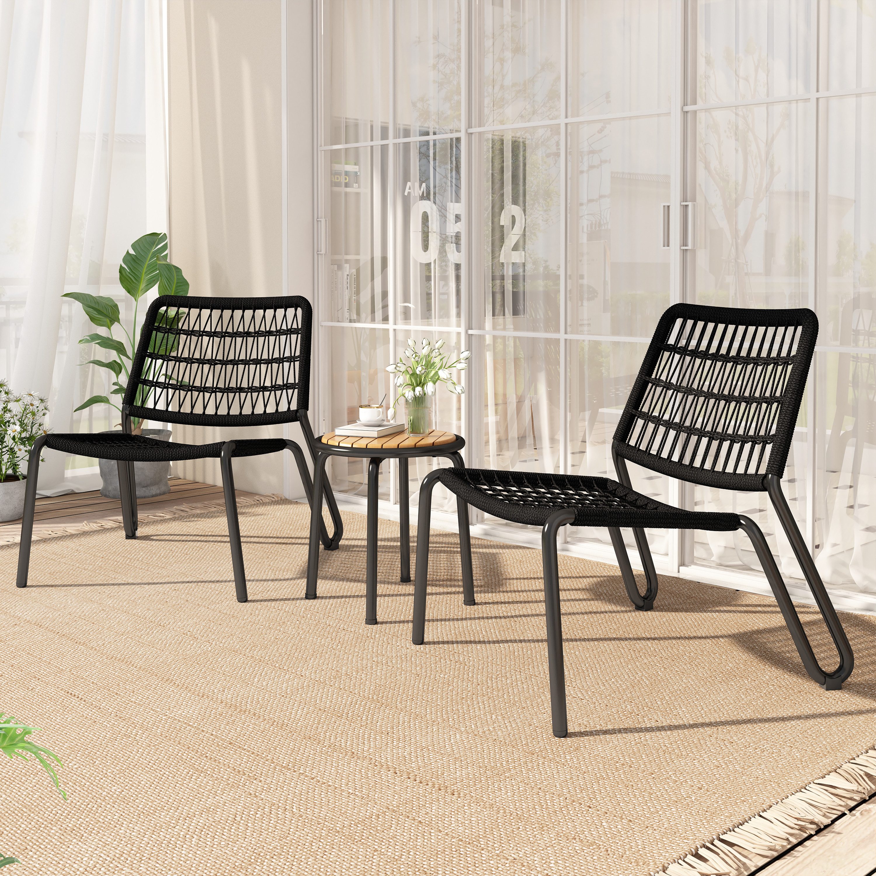 Flieks Balkonset, 3-teiliges Balkonmöbel-Set Sitzmöbel-Set, Stuhl*2 günstig online kaufen