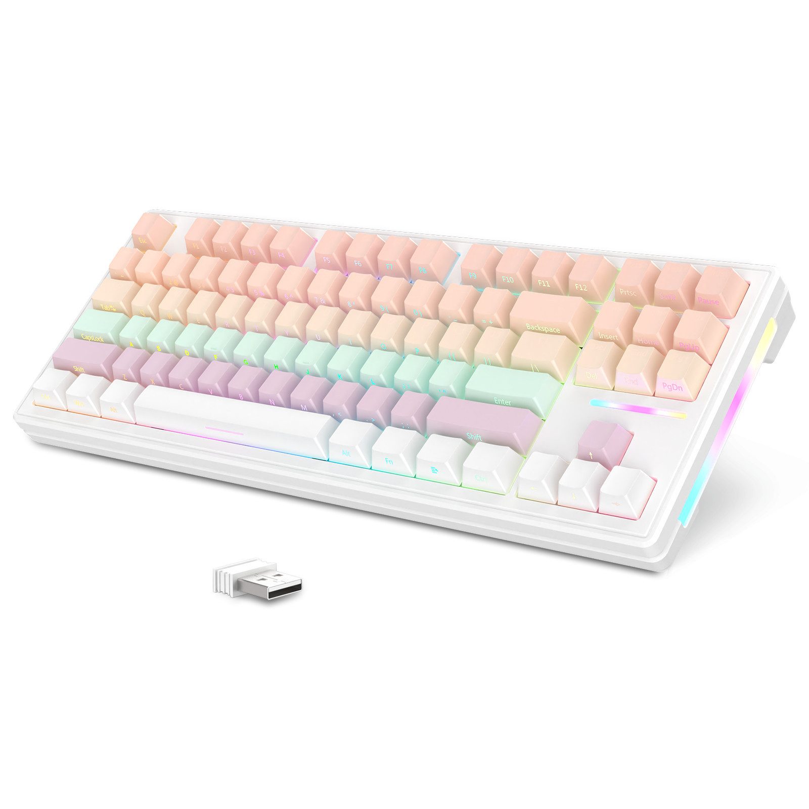 ATTACK SHARK M87 80% Kabellose Gaming-Tastatur, 27 RGB, TKL,Hot-Swap-Linearschalter Gaming-Tastatur (PBT-Tastenkappe,Anti-Ghosting)