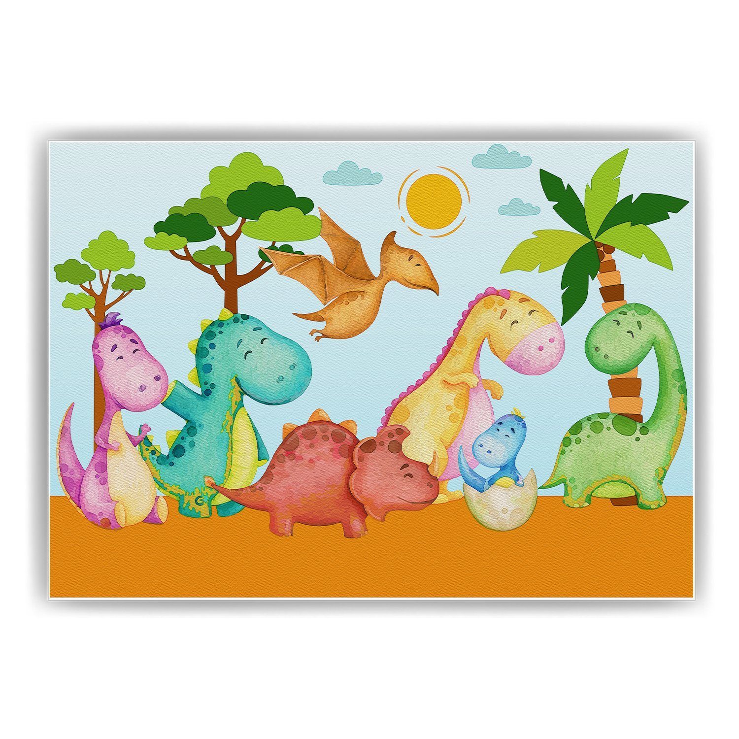 Tigerlino Poster Dino Bild Kinderzimmer Dinosaurier Wandbild Babyzimmer Dekoration