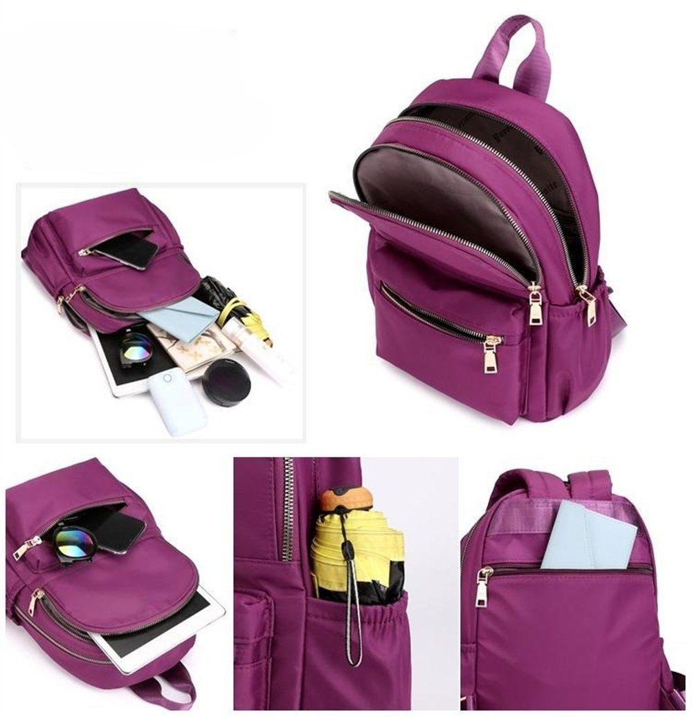 Damen Student Schulrucksack Lila Rouemi Rucksack Nylon große Kapazität Schulranzen, wasserdicht